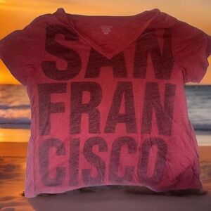 Vintage T shirt Girls Size XXL RED San Francisco Sleeve V- Neck